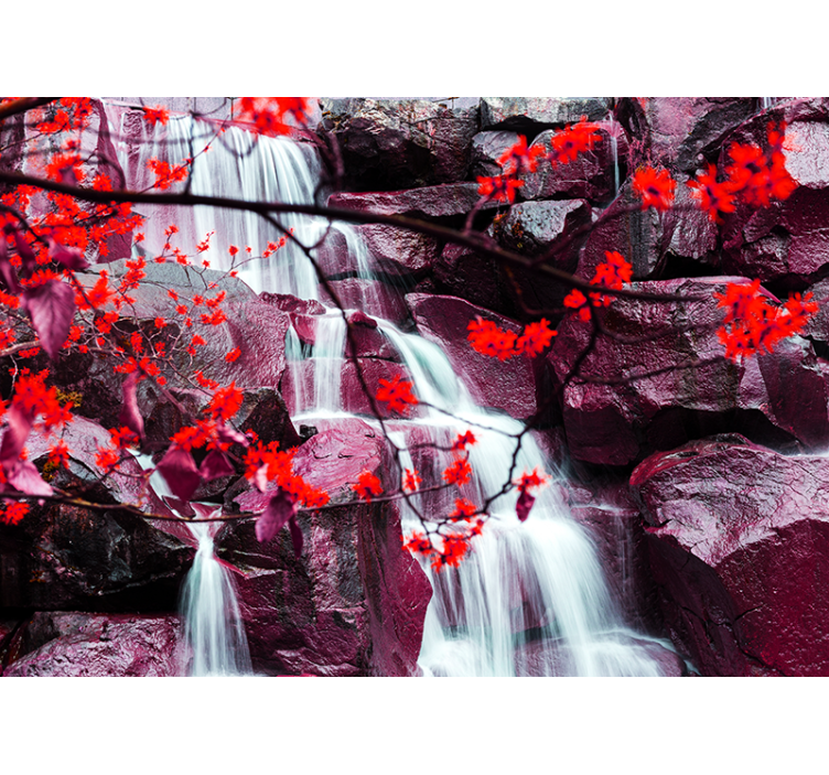 Mural de cascada cascadas con flores - TenVinilo