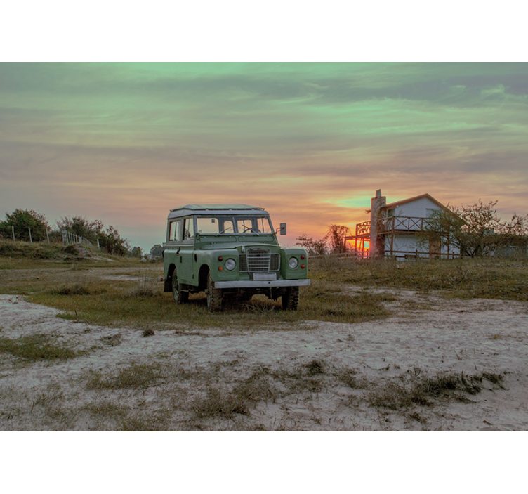 Mural de vehículos coche clásico verde - TenVinilo