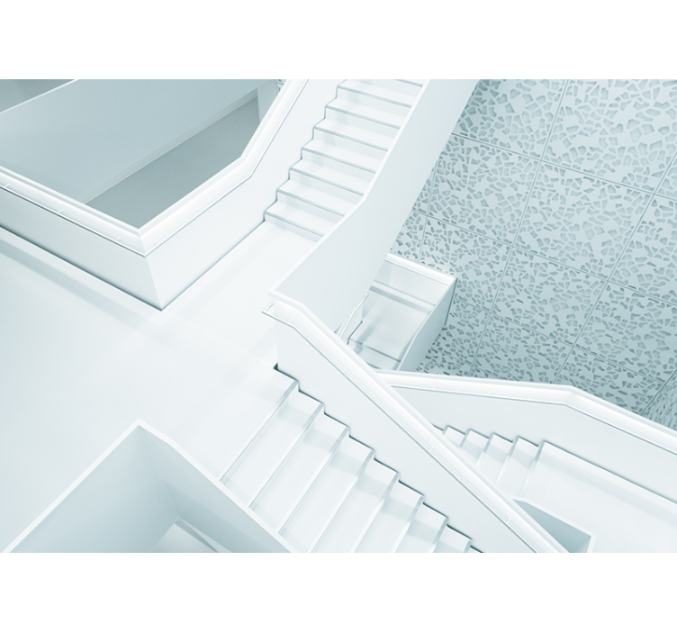 Mural abstracto escaleras arquitectónicas modernas - TenVinilo