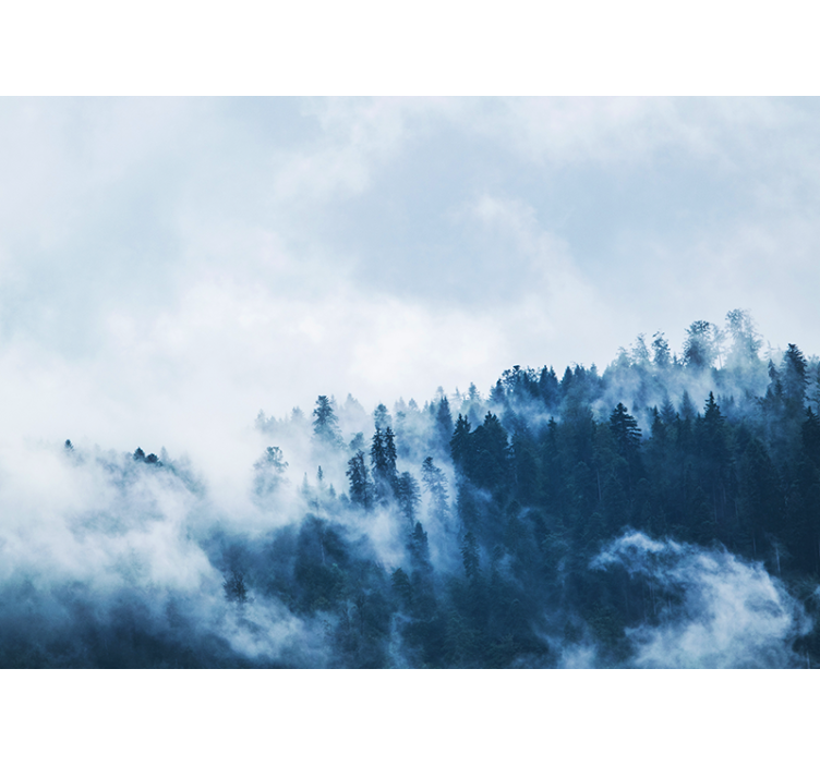 Fotomural naturaleza Bosque de niebla azul - TenVinilo