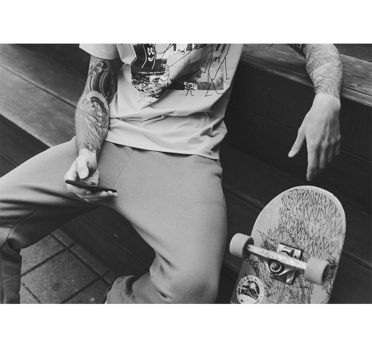 Murales para habitaciones Patinar en blanco y negro - TenVinilo