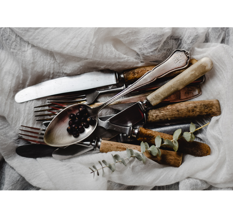 Mural para cocina conjunto de utensilios antiguos - TenVinilo