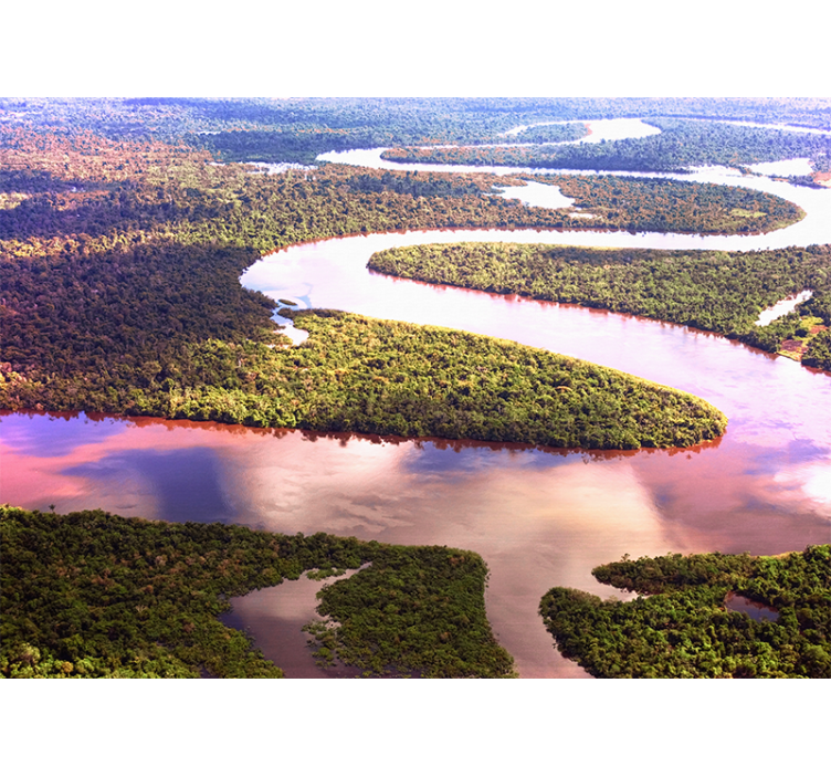 Mural de paisajes paisaje de río serpenteante - TenVinilo