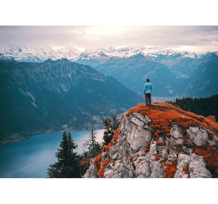 Mural de paisajes serenidad en la vista de montañas - TenVinilo