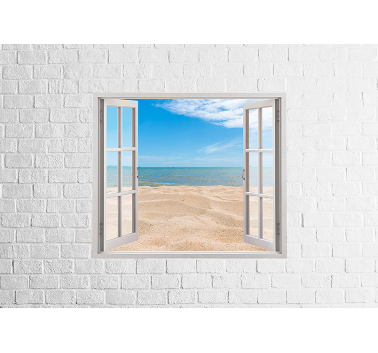 Fotomural imitación ladrillo Pared de ladrillo con una foto de ve - TenVinilo