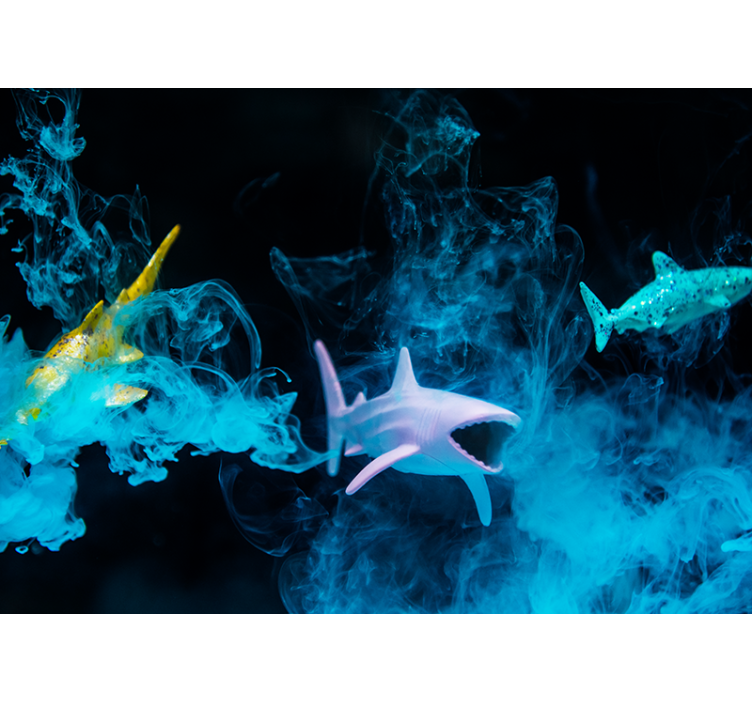 Mural de animales ilustración de tiburón colorido - TenVinilo