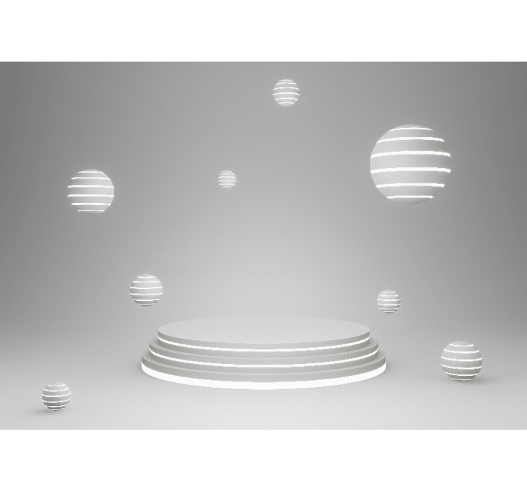 Mural abstracto formas geométricas flotantes - TenVinilo