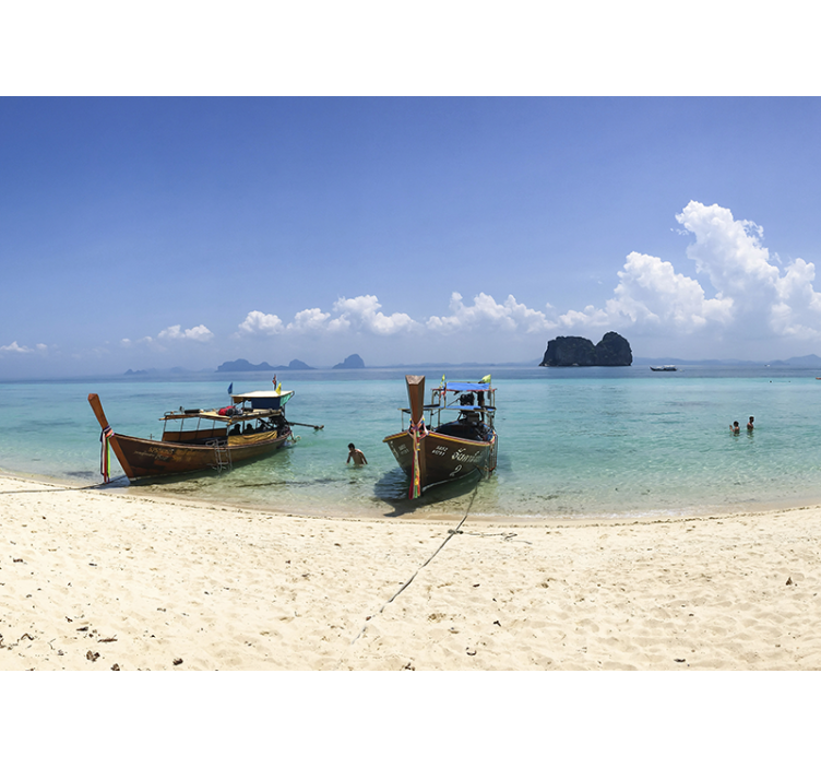 Fotomural naturaleza Veleros románticos en la playa tranquila - TenVinilo