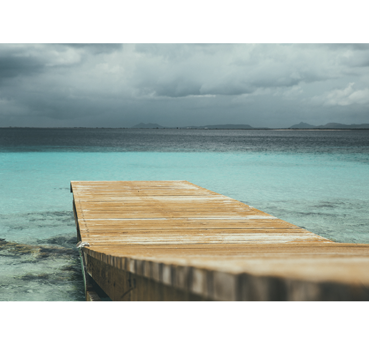 Mural de naturaleza muelle junto al mar sereno - TenVinilo