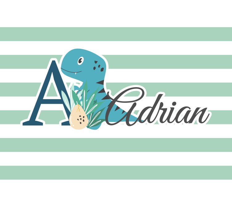 Mural infantil t-rex con inicial y nombre - TenVinilo