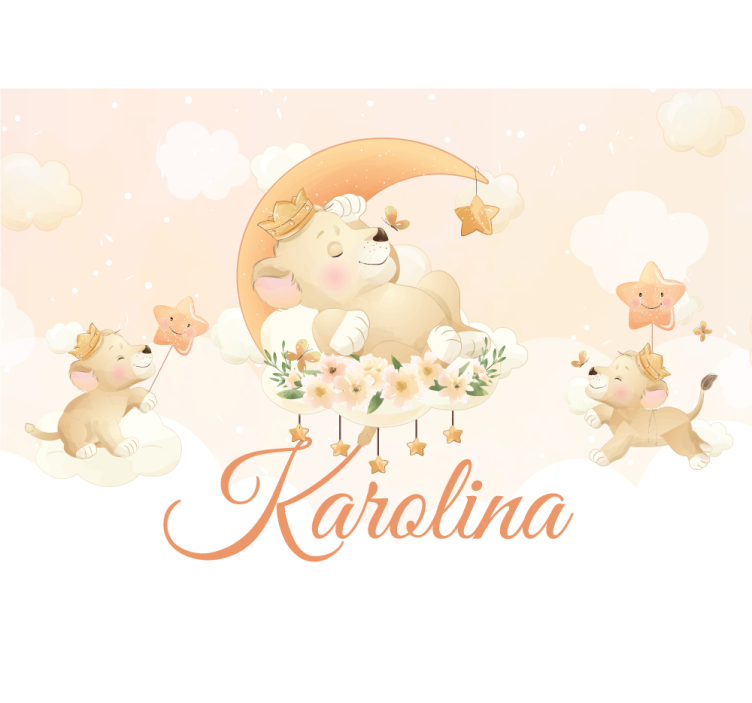 Mural de animales escena de león soñador - TenVinilo