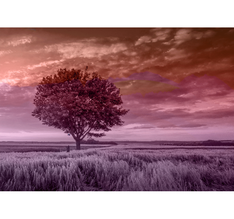 Mural de bosque silueta de árbol solitario - TenVinilo