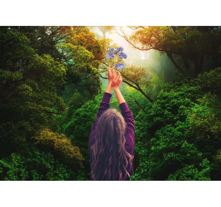 Mural de naturaleza alcanzando las flores - TenVinilo