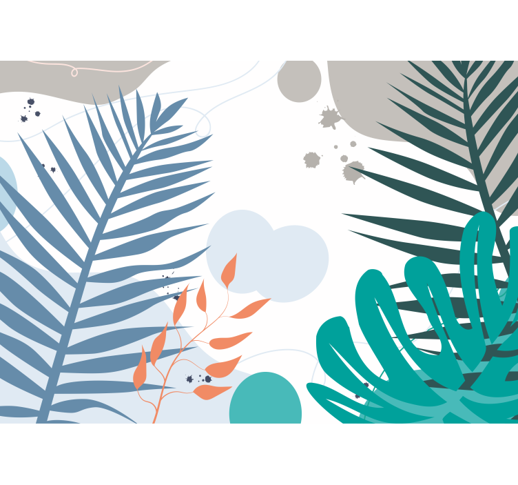 Mural para salón Coloridas hojas tropicales - TenVinilo
