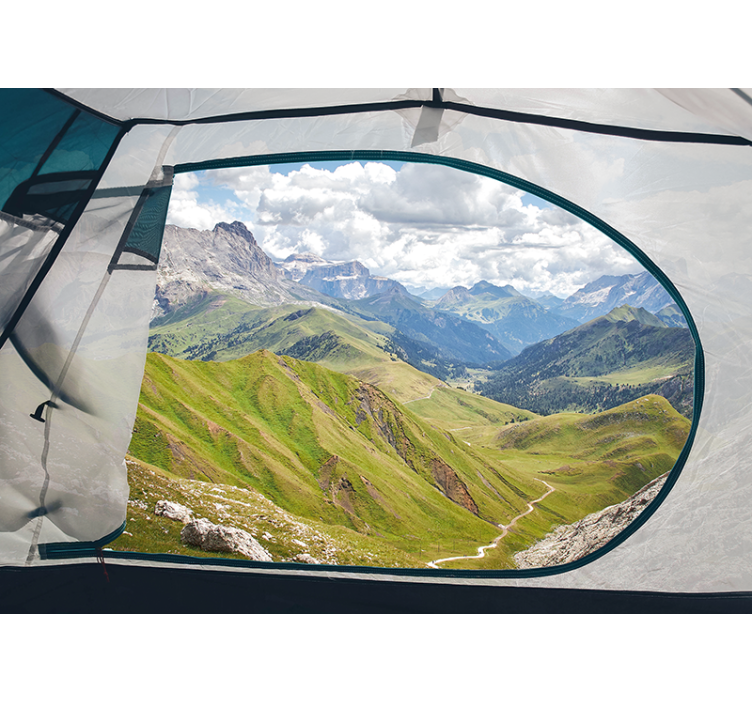 Mural de paisajes paisaje montañés verde - TenVinilo