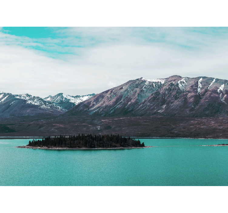 Mural de paisajes isla del lago montañoso - TenVinilo