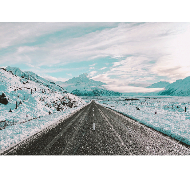 Mural de paisajes sendero de montañas heladas - TenVinilo