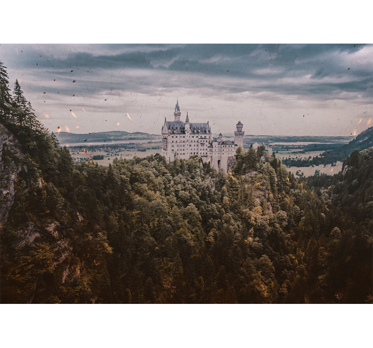 Mural de paisajes castillo en la montaña - TenVinilo