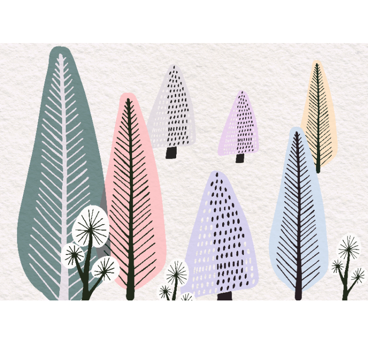 Mural de árboles motivos de hojas ornamentales - TenVinilo