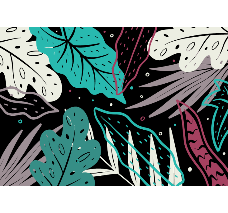 Mural de naturaleza motivos decorativos de hojas - TenVinilo