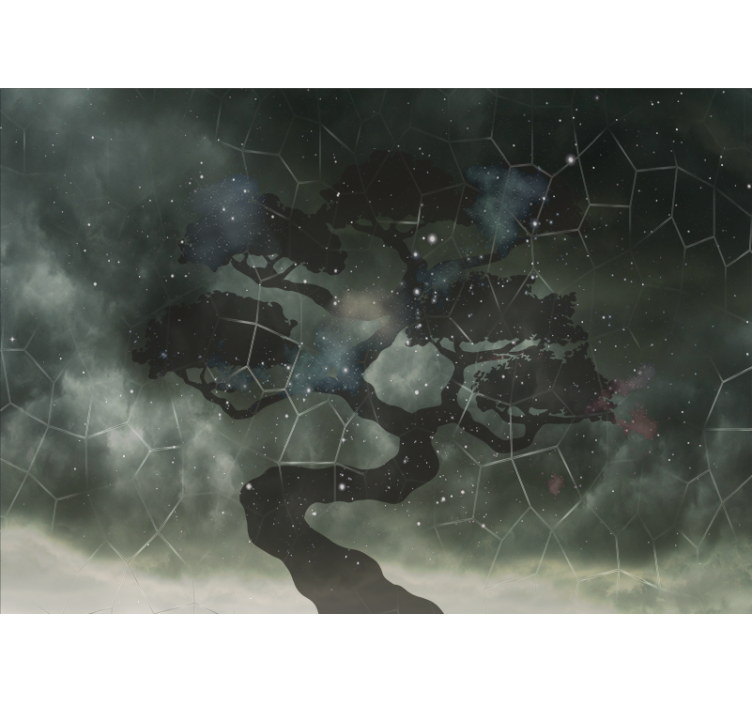 Mural del espacio silueta de árbol celestial - TenVinilo