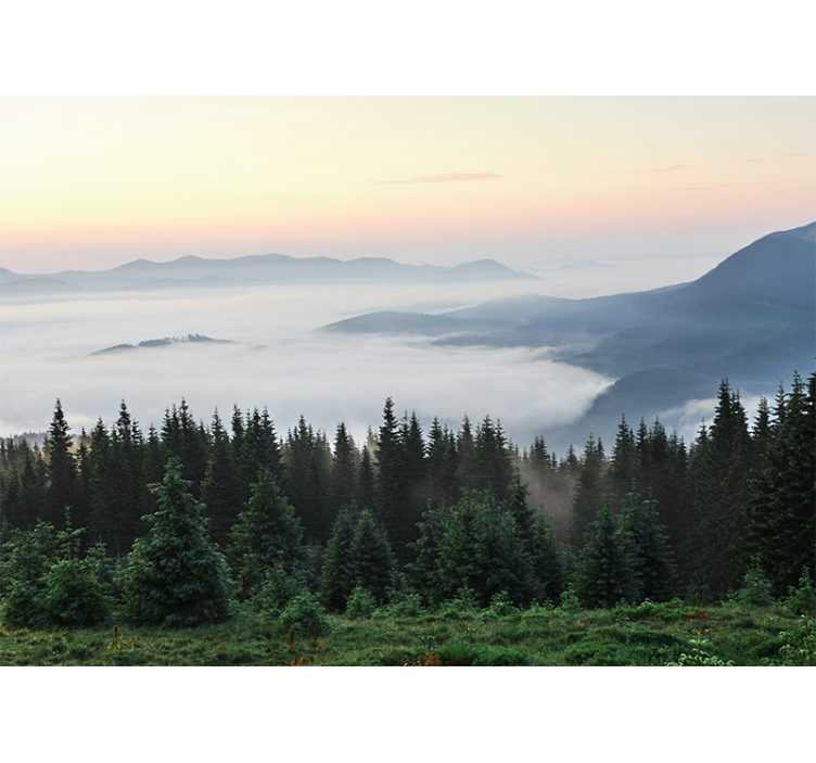 Mural de paisajes vista de montañas tranquilas - TenVinilo