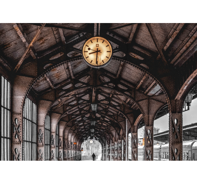 Mural ciudad arco de la estación del reloj - TenVinilo