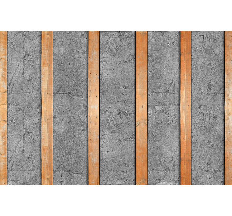 Fotomural madera tablones hormigón - TenVinilo