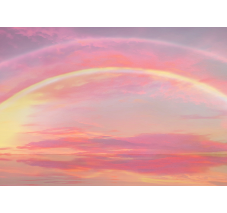 Fotomural infantiles cielo rosa con arcoiris - TenVinilo