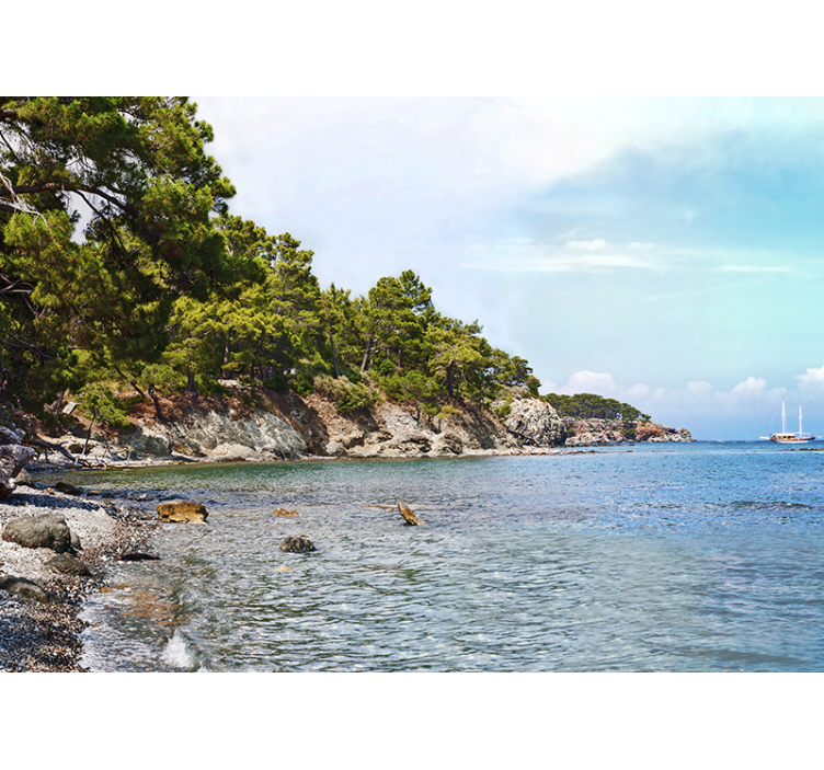 Fotomural pared de mar de playa de Antalya - TenVinilo