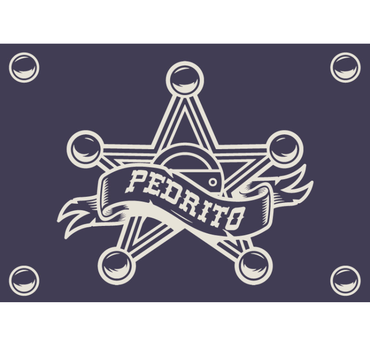 Fotomural infantil estrella sheriff con nombre - TenVinilo