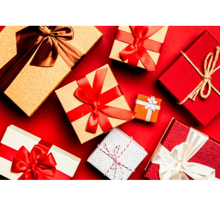 Mural de navidad arreglo de regalo festivo - TenVinilo