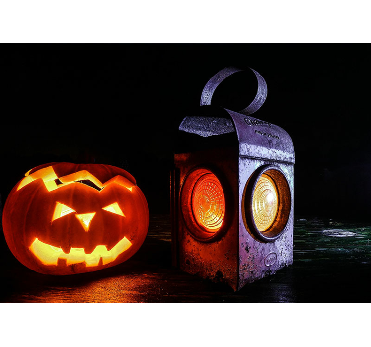 Mural halloween linterna jack-o'-lantern - TenVinilo