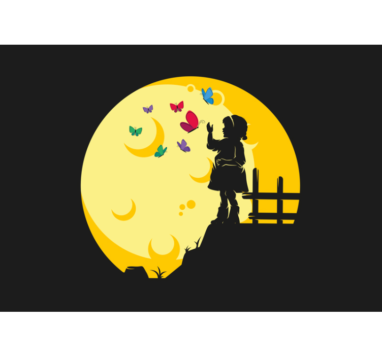 Mural para bebé silueta de niño con mariposas - TenVinilo