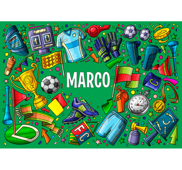 Mural personalizable elementos deportivos - TenVinilo