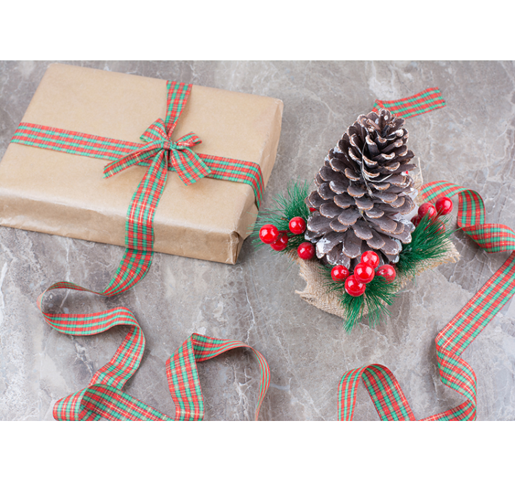 Mural de navidad arreglo festivo de piñas - TenVinilo