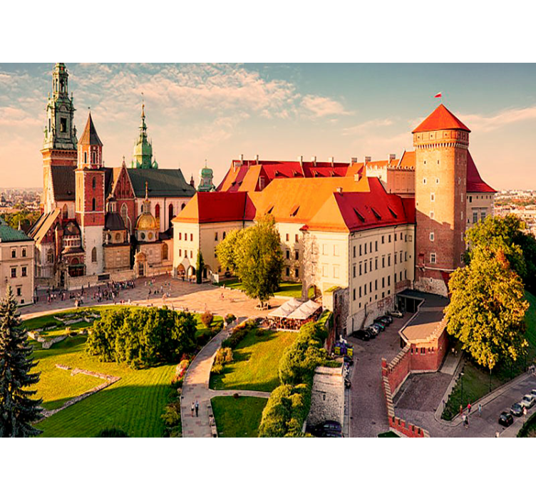 Mural ciudad paisaje histórico del castillo - TenVinilo