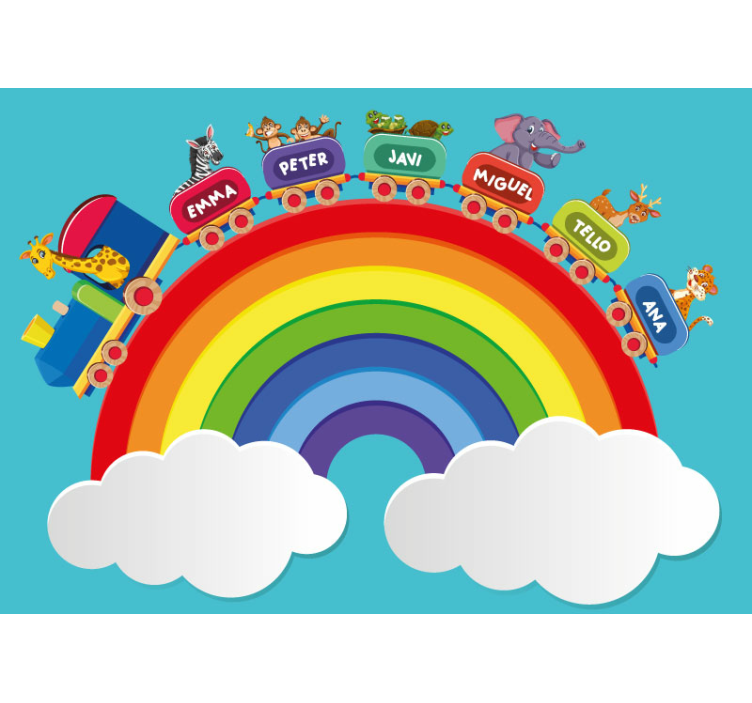 Murales infantiles Tren arcoiris personalizable para niños - TenVinilo