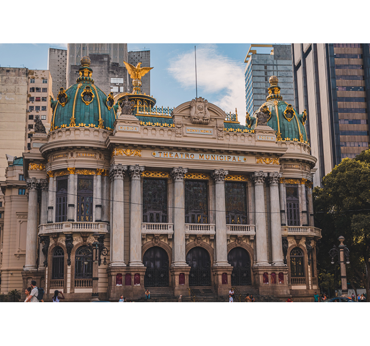 Mural ciudad arquitectura histórica del teatro - TenVinilo
