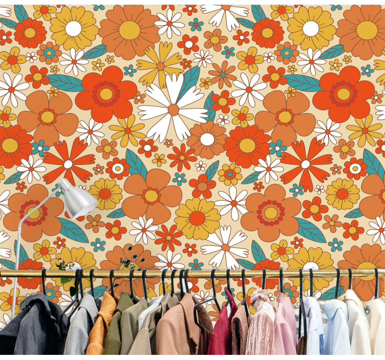 Mural de flores patrón floral vibrante - TenVinilo