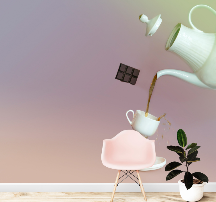 Fotomural 3D Cuencos voladores efecto 3d - TenVinilo