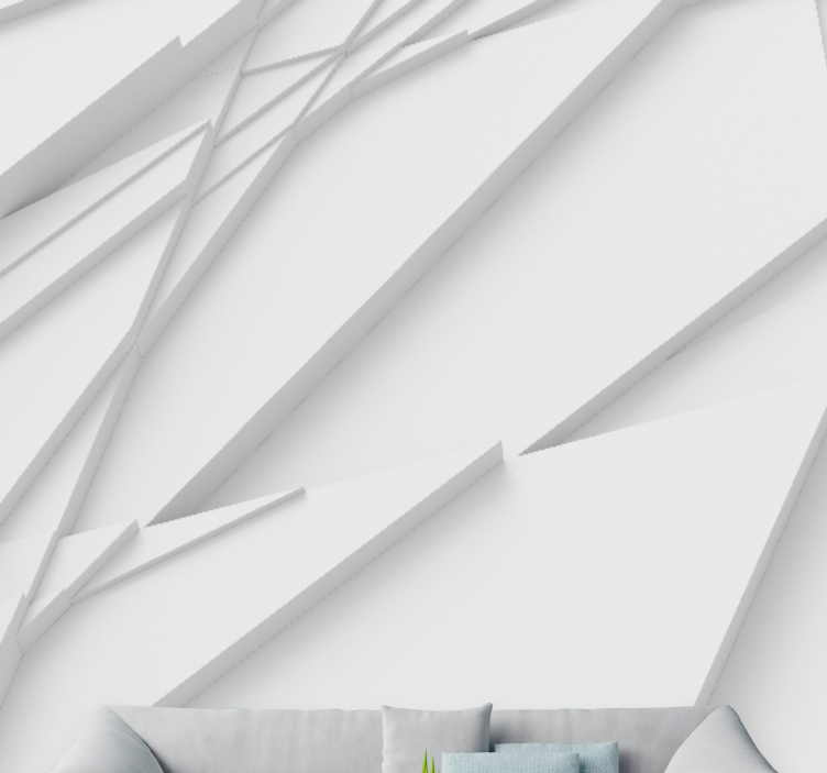 Fotomural 3D Patrón de triángulos blancos - TenVinilo