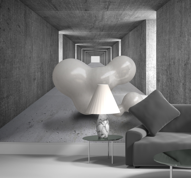 Fotomural 3D túnel con bolas flotantes - TenVinilo