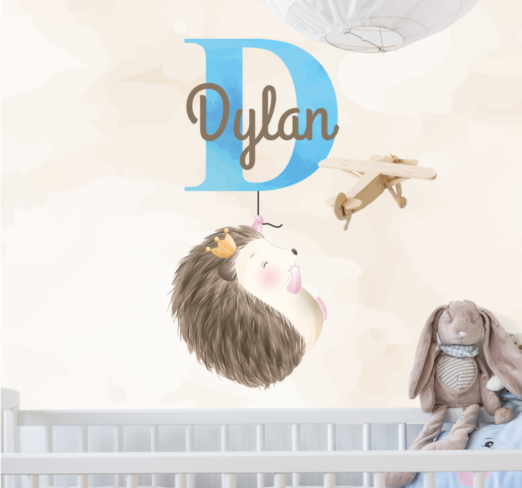 Fotomural para bebés Lindos animales erizo con nombre - TenVinilo