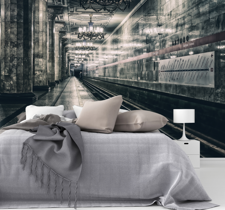 Fotomural efecto 3D túnel de metro - TenVinilo