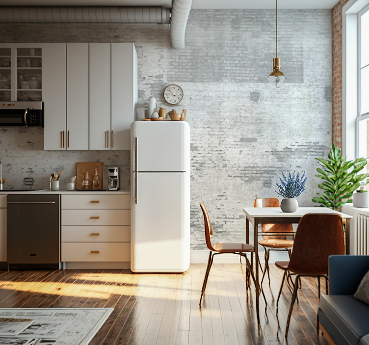 Fotomural imitación ladrillo pared vieja blanca - TenVinilo