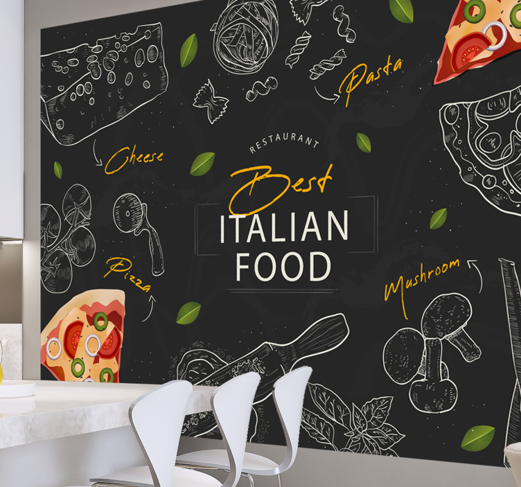 Papel mural para cocina gastronomía italiana - TenVinilo