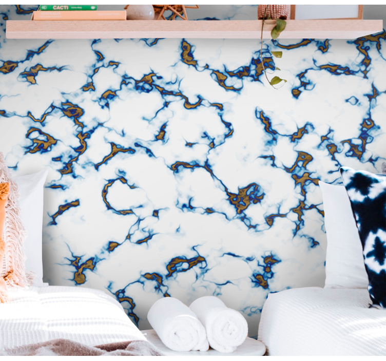 Fotomural habitación matrimonio Oro mineral azul oscuro - TenVinilo