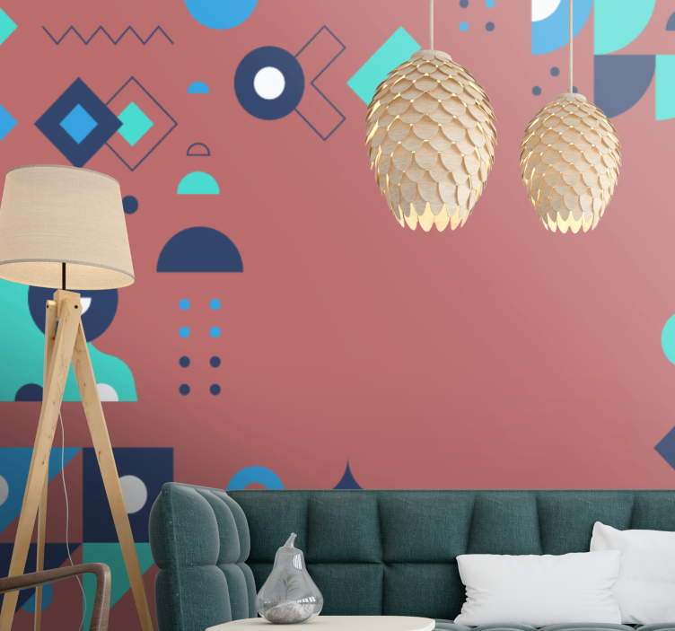 Mural para salón Diseño escandinavo geométrico - TenVinilo