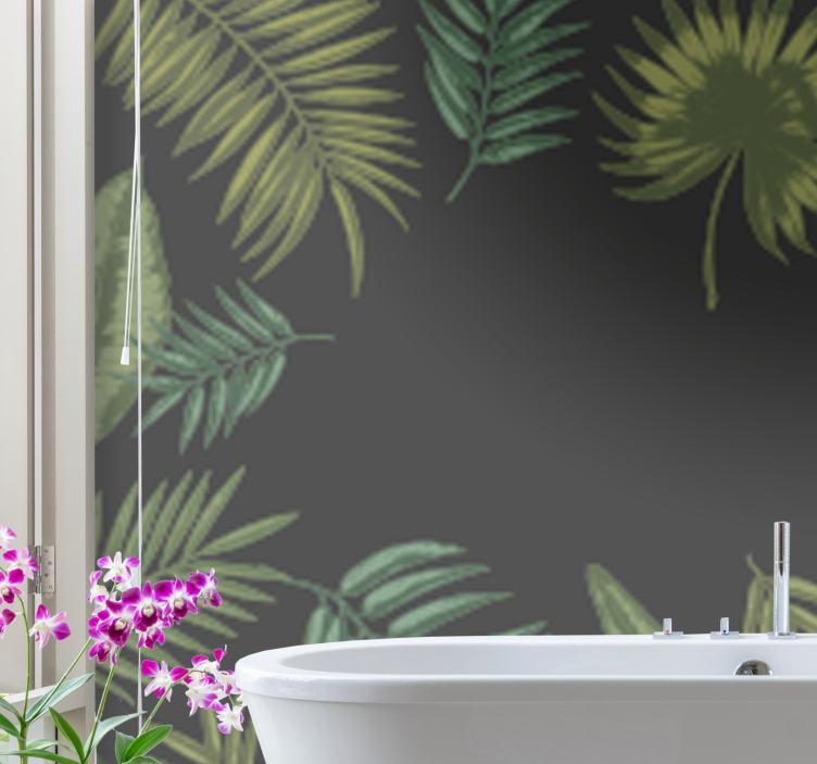 Mural para salón Hojas de plátano oscuro vintage - TenVinilo